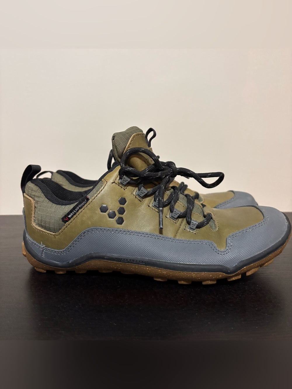 Vivo Barefoot Olive and Gray Men’s Minimalist Trail Trainers | Size EU 40L
